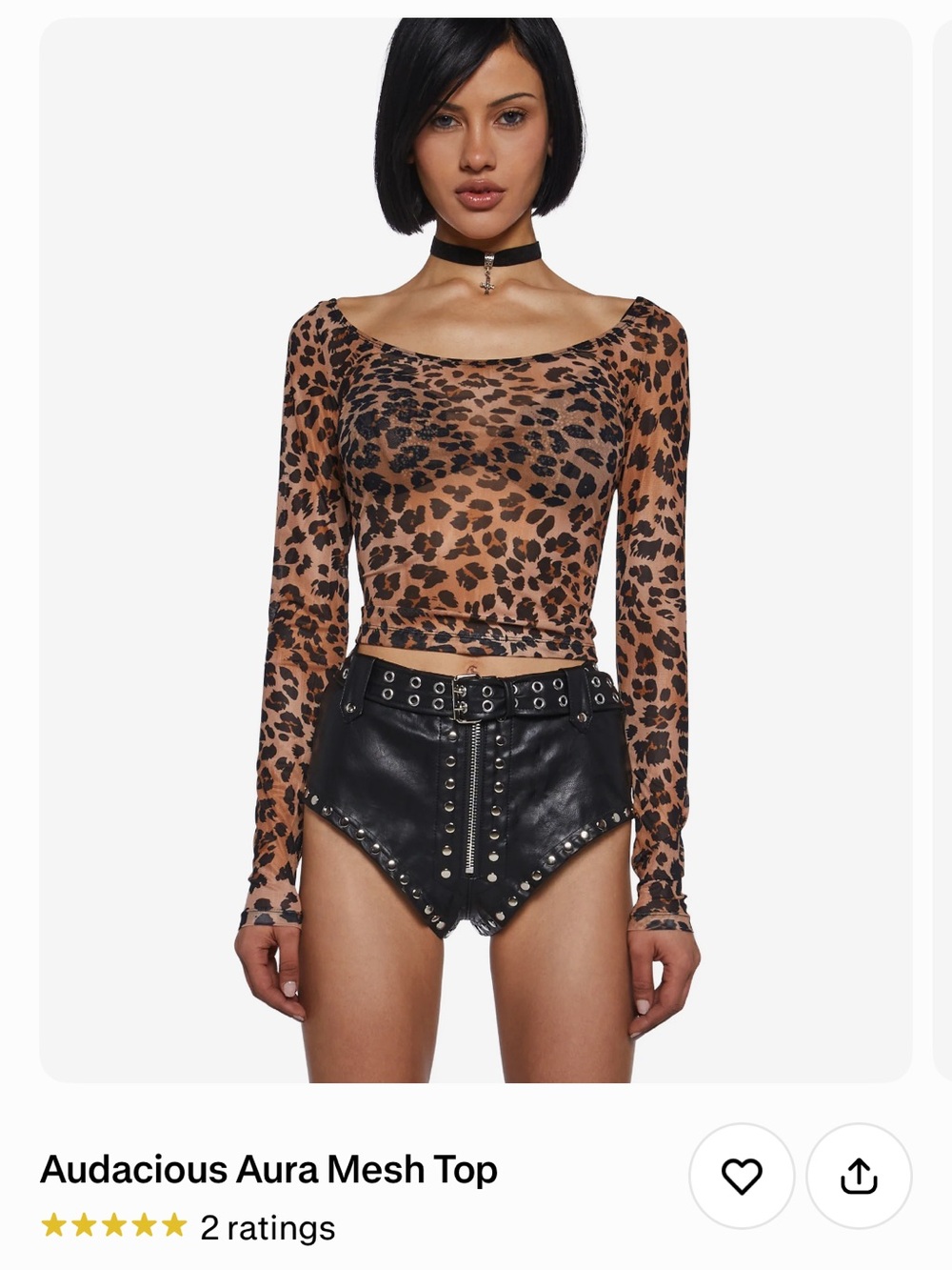 Dolls Kill Mesh Leopard Print Top - Picture 3 of 3